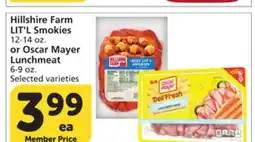 Albertsons Hillshire Farm LIT'L Smokies 12-14 oz. or Oscar Mayer Lunchmeat 6-9 oz offer