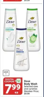 Albertsons Dove Body Wash offer