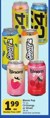 Albertsons Bloom Pop 12 oz. C4 Energy or Ghost 16 oz offer