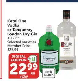 Albertsons Ketel One Vodka or Tanqueray London Dry Gin offer