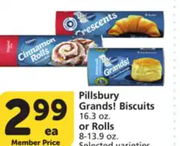 Albertsons Pillsbury Grands! Biscuits 16.3 oz. or Rolls 8-13.9 oz offer