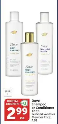 Albertsons Dove Shampoo or Conditioner offer