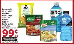 Vons Powerade 28 oz., + CRV Quaker Rice Crisps 3-3.52 oz. Knorr Rice or Pasta Sides 4.2-5.8 oz offer