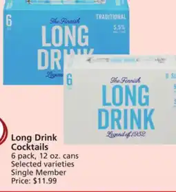 Vons Long Drink Cocktails offer