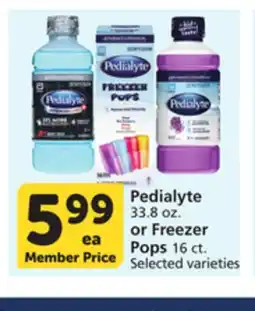 Vons Pedialyte 33.8 oz. or Freezer Pops 16 ct offer