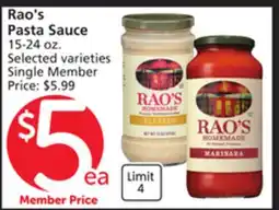Vons Rao's Pasta Sauce offer