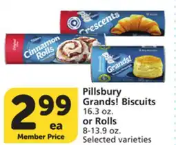 Vons Pillsbury Grands! Biscuits 16.3 oz. or Rolls 8-13.9 oz offer
