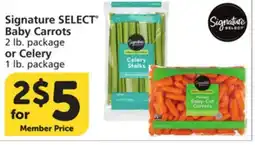 Vons Signature SELECT Baby Carrots 2 lb. package or Celery 1 lb. package offer