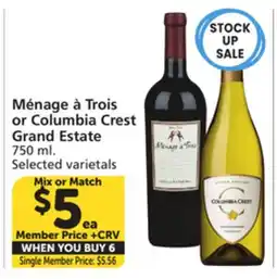 Vons Ménage à Trois or Columbia Crest Grand Estate offer