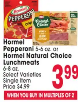 Jewel-Osco Hormel Pepperoni 5-6 oz. or Hormel Natural Choice Lunchmeats 6-8 oz offer
