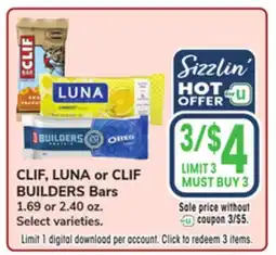 Jewel-Osco CLIF, LUNA or CLIF BUILDERS Bars offer