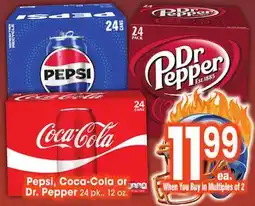 Jewel-Osco Pepsi, Coca-Cola or Dr. Pepper 24 pk., 12 oz offer