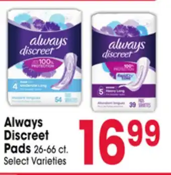 Jewel-Osco Always Discreet Pads offer