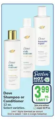 Jewel-Osco Dove Shampoo or Conditioner offer