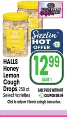 Jewel-Osco HALLS Honey Lemon Cough Drops offer