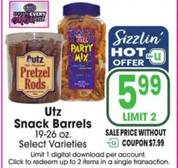 Jewel-Osco Utz Snack Barrels offer