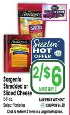 Jewel-Osco Sargento Shredded or Sliced Cheese offer
