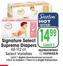 Jewel-Osco Signature Select Supreme Diapers offer