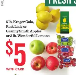 Mariano's 5 lb. Kroger Gala, Pink Lady or Granny Smith Apples or 3 lb. Wonderful Lemons offer