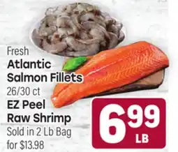 Tony’s Fresh Market Fresh Atlantic Salmon Fillets 26/30ct, EZ Peel Raw Shrimp offer