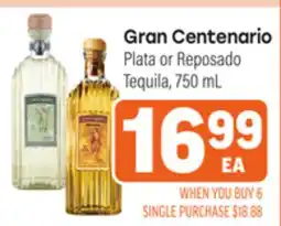 Tony’s Fresh Market Gran Centenario Plata or Reposado Tequila offer