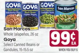 Tony’s Fresh Market San Marcos Whole Jalapeños, 26oz Goya Select Canned Beans or Gandules, 15-15.5oz offer