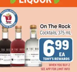 Tony’s Fresh Market On The Rock Cocktails offer