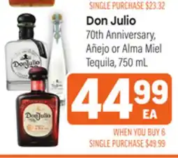 Tony’s Fresh Market Don Julio 70th Anniversary, Añejo or Alma Miel Tequila offer
