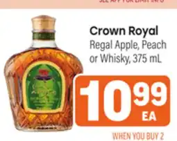 Tony’s Fresh Market Crown Royal Regal Apple, Peach or Whisky offer