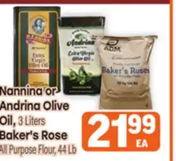 Tony’s Fresh Market Nannina or Andrina Olive Oil, 3 Liters Baker's Rose All Purpose Flour, 44 Lb offer
