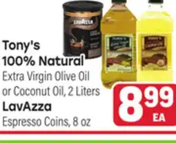 Tony’s Fresh Market Tony's 100% Natural 100% Natural Extra Virgin Olive Oil, 2 Liters LavAzza Espresso Coins, 8oz offer