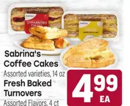 Tony’s Fresh Market Sabrina's Coffee Cakes, Fresh Baked Turnovers offer