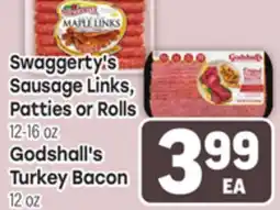 Tony’s Fresh Market Swaggerty's Sausage Links, Patties or Rolls, 12-16oz, Godshall's Turkey Bacon 12oz offer