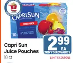 Tony’s Fresh Market Capri Sun Juice Pouches offer