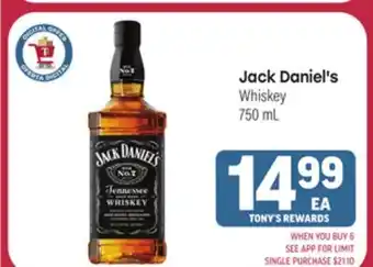 Tony’s Fresh Market Jack Daniel's Whiskey offer