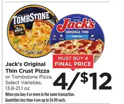 Food 4 Less Jack's Original Thin Crust Pizza offer