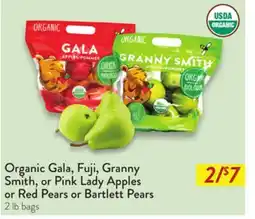 Fresh Thyme Organic Gala, Fuji, Granny Smith, or Pink Lady Apples or Red Pears or Bartlett Pears offer
