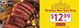 Fresh Thyme Certified Angus Beef Boneless New York Strip offer