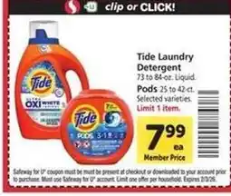 Safeway Tide Laundry Detergent offer
