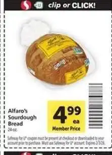 Safeway Alfaro's Sourdough Bread offer