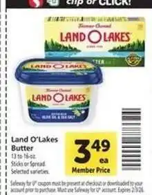 Safeway Land O Lakes Butter offer