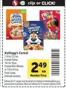 Safeway Kellogg's Cereal offer