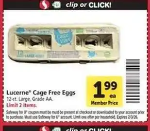 Safeway Lucerne Cage Free Eggs offer