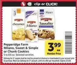 Safeway Pepperidge Farm Cookies offer