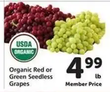 Safeway Organic Red or Green Seedless Grapes offer