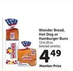 Safeway Wonder Bread, Hot Dog or Hamburger Buns offer