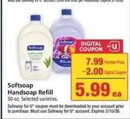 Safeway Softsoap Handsoap Refill offer