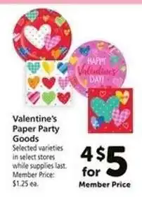 Safeway Valentine's Paper Party Goods offer
