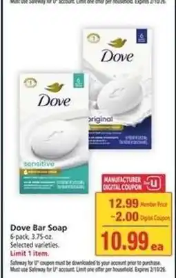 Safeway Dove Bar Soap offer