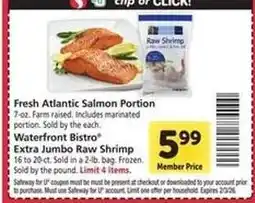 Safeway Waterfront BISTRO Extra Jumbo Raw Shrimp offer